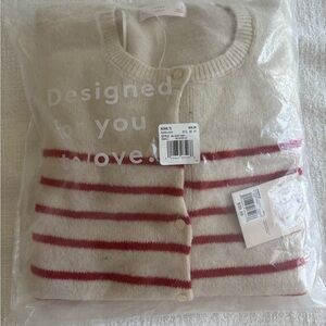 Striped Cream and Red Women's Sweater